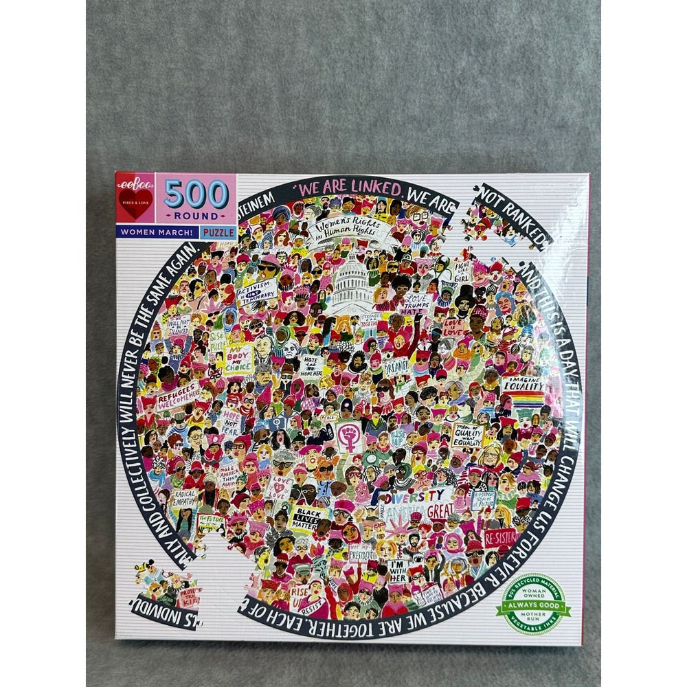 eeBoo‎ Women March 500 Piece Round Jigsaw Puzzle Jennifer Orkin Lewis Feminist
